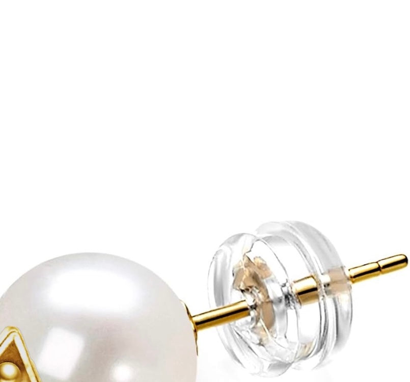 14K YELLOW GOLD & PEARL STUD EARRINGS